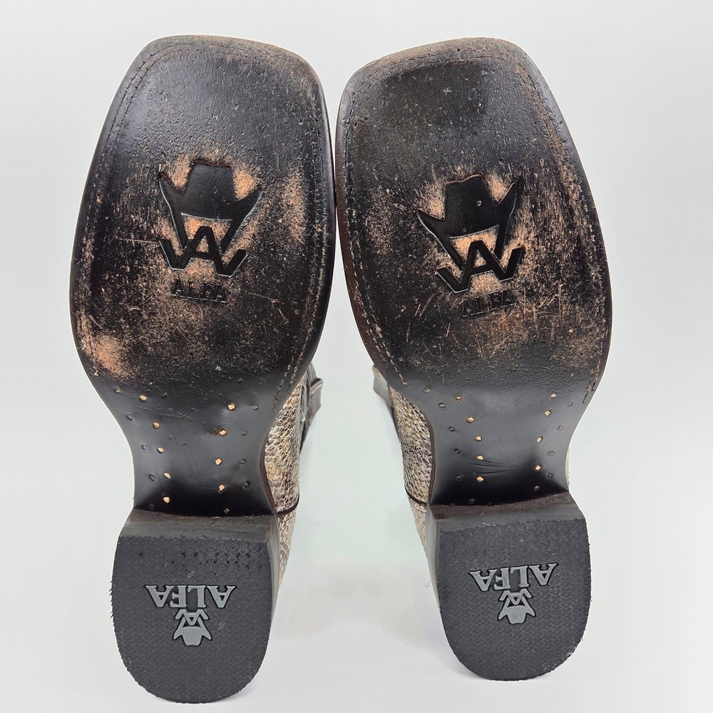 Alfa Python Snakeskin Square Toe Leather Western … - image 7